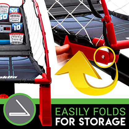 Franklin Sports Anywhere Basketball Arcade Game - Table Top Basketball Arcade Shootout- Indoor Electronic Basketball Game - style: Basketball - Red