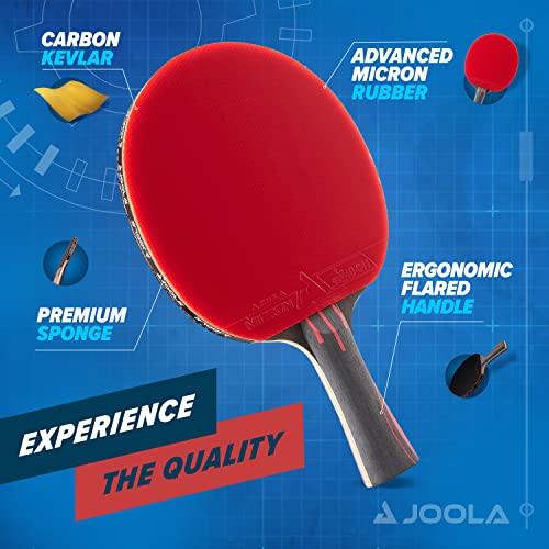 JOOLA Infinity Overdrive - Professional Performance Ping Pong Paddle with Carbon Technology - Black Rubber on Both Sides - Competition Table Tennis Racket for Advanced Training - Extreme Speed - color: Red Handle (Red/Black Rubber)
