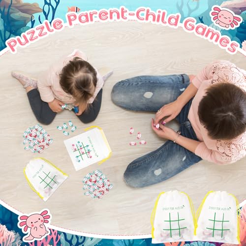 Sotiff 36 Set Tic Tac Toe Games Bulk Axolotl Party Favors Axolotl Tic Tac Toe with Bag Animal Birthday Party Gifts Classroom Exchange Gifts Outdoor Indoor Activities - style: Axolotl