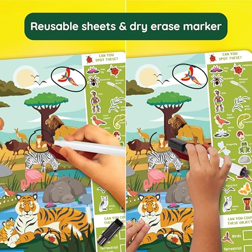 Preschool Learning Activity Game | Reusable Search N Spot Mats for Kids Ages 3-6 | Wipe-Clean Educational Game | Homeschool Classroom Must-Have | Reusable Activities, Gifts for Ages 3, 4, 5, 6