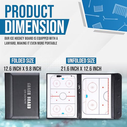 ZPU Dry Erase Coaching Board, Magnetic Coaches Clipboards, Portable Foldable Tactics Board with Dry Erase Marker Pen and Magnets – Basketball, Football, Soccer, Hockey - style: Hockey