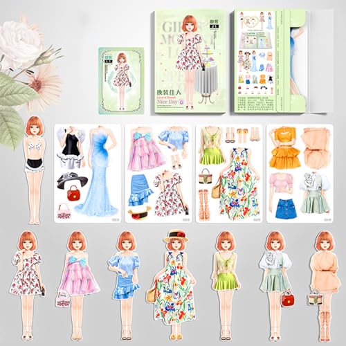 Magnetic Princess Dress Up Paper Doll Pretend Play Toys Magnet People Clothes Puzzles Game for 3+ Year Old Girls Toddler,Preschool Learning Created Imagine Set Birthday Gift - style: A Set