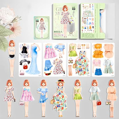 Magnetic Princess Dress Up Paper Doll Pretend Play Toys Magnet People Clothes Puzzles Game for 3+ Year Old Girls Toddler,Preschool Learning Created Imagine Set Birthday Gift - style: A Set