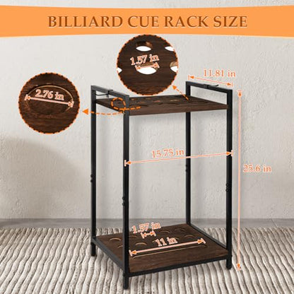 Pool Stick Holder Pool Cue Holder Rack Cue Stick Holder 10 Cues Billiard Cue Racks for Billiard Room Club Pool Table Accessaries (Torched Black 10-Hole) - color: Black