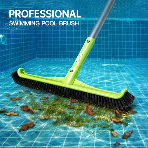 Pool Brush Head, Scrub Brush with Premium Nylon Bristles,Curved Ends High-Efficiency Pool Broom/Pool Brushes for Cleaning Inground/Above Ground,Swimming Pool, Walls, Bathtubs, Tiles & Floors(Green) - color: Green