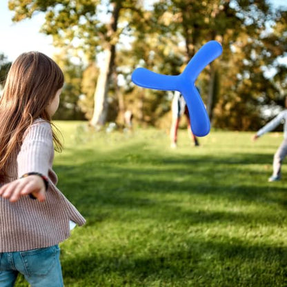 YARNOW Blue Eva Boomerang and Teenagers, Soft Thick Flying Disc Designed for Outdoor Sports and Games, Easy to Throw and Fun for Family Play