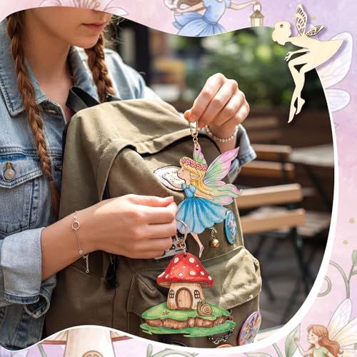 Saypacck 24 Pcs Fairy Party Favors Wooden Painting Craft Kits Birthday Party Supplies with Organza Bag for Goodie Bags Fillers Adult Thank You Gifts - style: Fairy