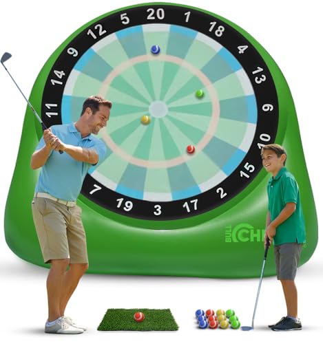 Swooc Games® - Bull Chipper™ | Giant Golf Darts with 10+ Golf Games | Backyard Game with Air Pump | Yard Game for Adults | Giant Outdoor Fun for Adults and Family | Outside Activity - Golf Chipper - size: XL - 8ft