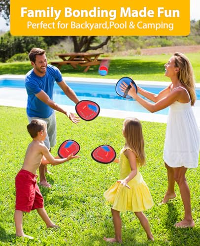 JoyCat Toss and Catch Ball Game for Kids, 4 Paddle Sticky Ball Set, Toddler Baseball Catch Toy, Outdoor Game for Beach, Yard&Camping, Family Sports Easter Basket Stuffer Gift for Boys Girls Ages 3-12 - style: 4 Paddles 4 Balls