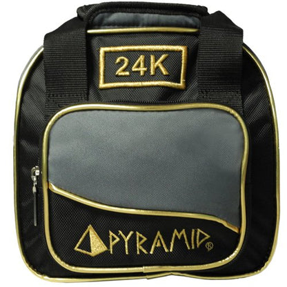Pyramid Path Plus One Spare Tote Bowling Bag with Front Accessory Pocket - Holds One Bowling Ball and Small Accessories - color: Black/Gold/Grey 24K Edition