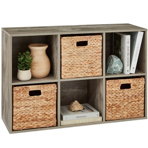 Best Choice Products 6-Cube Storage Organizer, 11in Shelf Opening, Bookcase, Display Shelf, Customizable w/ 3 Removable Back Panels – Greige - color: Greige, size: 6-Cube, 11in Shelf Opening