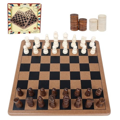 GOTHINK Wooden 2-in-1 Chess and Checker Board Game Set, Classic Game for Kids and Adults, 11 inches Chess Board Set, Perfect for Travel and Family Fun - style: 2 in 1 Chess Set