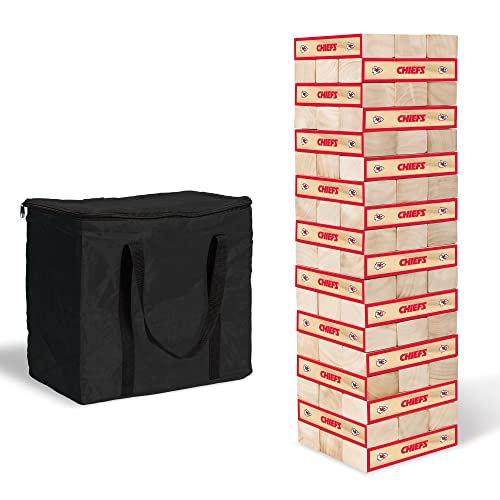 Wild Sports NFL Giant Stacking Wooden Blocks – Tumbling Tower Classic Family Game Stacks – Great Gift for Any Football Fan! - color: Kansas City Chiefs