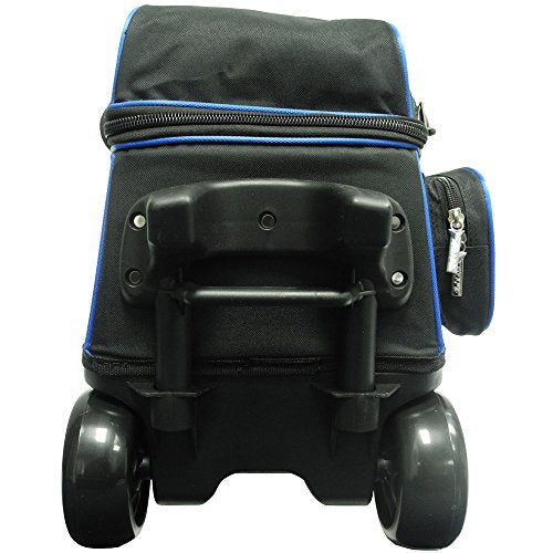 Pyramid Path Premium Deluxe 2 Ball Double Roller Bowling Bag With Large Separate Shoe Compartment (Up To US Mens Size 15) and Oversized Accessory Pocket, Retractable Locking Handle - Extends to 37" - color: Royal Blue