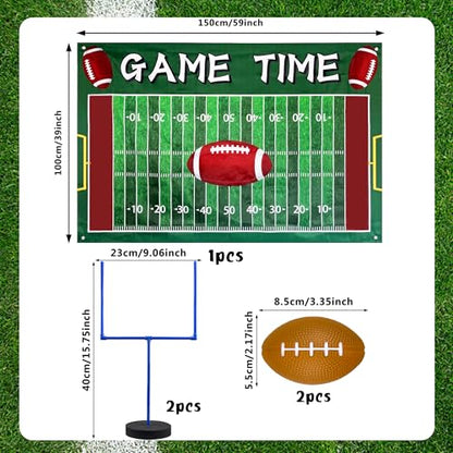 5 PCS Large Football Party Goal Post Decoration Kit with 2 PCS 15.75 in Field Goal Posts 1 PCS 59 in Court Table Runner 2 PCS 3.35IN Footballs for Football Theme Party Supplies