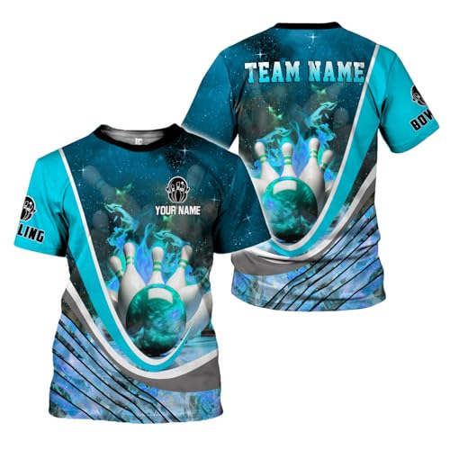 Rivelus Personalized Name Bowling Shirts for Men and Women 3D, Bowling Shirts for Team Bowling, Bowling Shirts Gift - color: Blm61