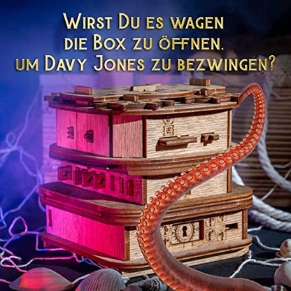 iDventure Cluebox - Davy Jones Locker - Escape Room Game - Pirate Puzzle Box - Gift Box - 3D Wooden Puzzle for Adults - Wooden Jigsaw - Brain Teaser - Birthday Gift Gadget for Men - Money Box - color: Davy Jone's Locker
