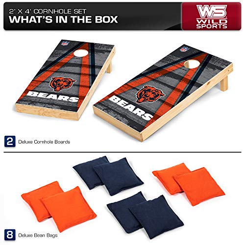 NFL Pro Football 2' x 4' Wood Direct Print Tournament Cornhole Set by Wild Sports, Comes with 8 Bean Bags - Perfect for Tailgate, Outdoor, Backyard