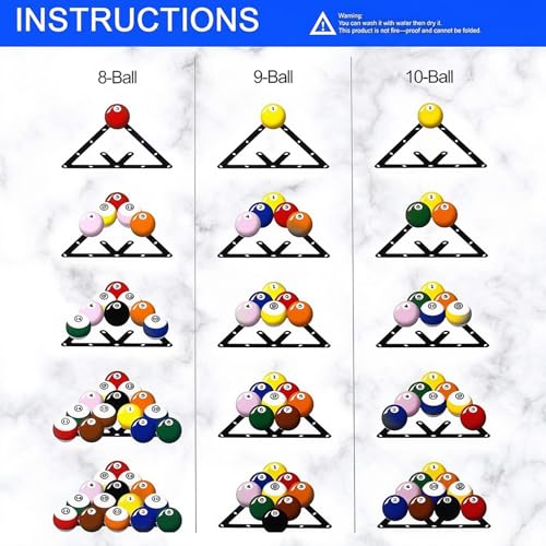 Magic Ball Rack Set - 4 Pcs Billiards Triangle Rack Holder for 8-Ball, 9-Ball, 10-Ball & Snooker, Flexible Ball Rack Sheet Billiards Balls Holder Triangle Cue Accessorie