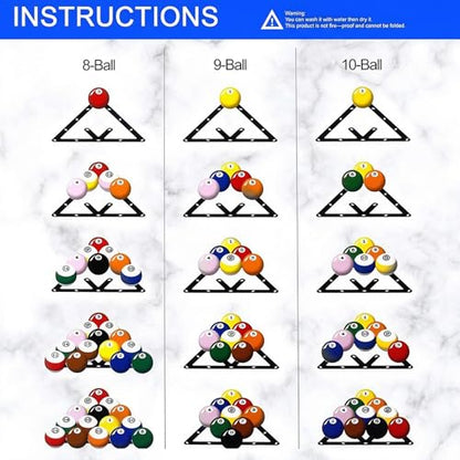 Magic Ball Rack Set - 4 Pcs Billiards Triangle Rack Holder for 8-Ball, 9-Ball, 10-Ball & Snooker, Flexible Ball Rack Sheet Billiards Balls Holder Triangle Cue Accessorie