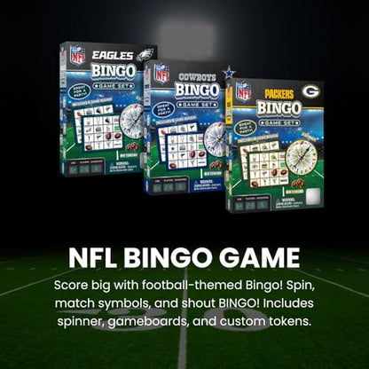 MasterPieces - NFL Bingo, Officially Licensed Denver Broncos Football Game, Set Includes Spinner, 84 Custom Chips, 6 Bingo Cards, Family & Party Fun for 2-6 Players