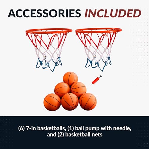 Hathaway Hoops Dual Basketball Arcade Game with Electronic Digital Scoring and Timer, Easy Folding for Storage, 7 Balls and 2 Nets Blue