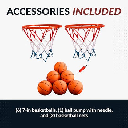 Hathaway Hoops Dual Basketball Arcade Game with Electronic Digital Scoring and Timer, Easy Folding for Storage, 7 Balls and 2 Nets Blue