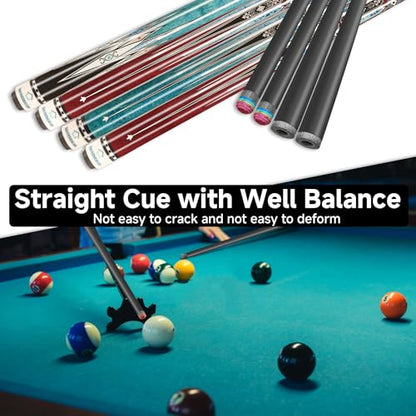 HomeSeason Carbon Fiber Pool Cue 58" with Leather Bag Extender Extension Rod Professional Pool Stick 4-Layer Tip Low Deflection Cue Stick, 3 * 8/8Joint Pin, Ultra-Smooth, Billiard Cue Sticks - color: 18oz with bag