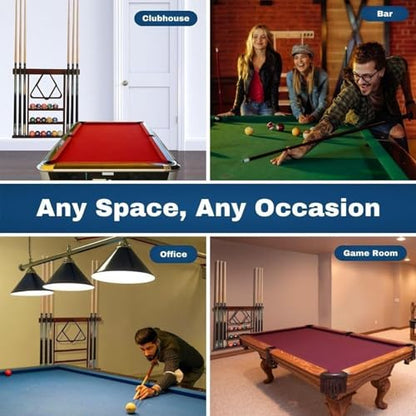 Pool Cue Rack Only, Pool Stick Holder Wall Mount, 6 Pool Billiard Stick + Ball Set Wall Cue Rack, Compact Billiard Table Accessories(71.5cmH)