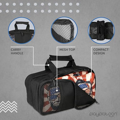 Play Platoon Cornhole Bag Carrying Bag, with 4 Separation Pouches, Black - style: Dual Sided