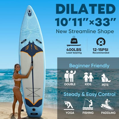 Inflatable Paddle Board,Stand Up Paddle Board Set, Extra Wide SUP Board with Removable Fin, Floating Paddle, Hand Pump, Waterproof Phone Pouch,Traveling Board - color: RY blue
