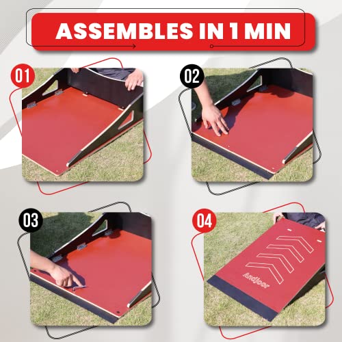 Kids Jumping Ramp for Skateboard, Bike, Scooter, BMX, RC Car and Dirt Bike, 34.37 in, Red - color: Red, size: L220