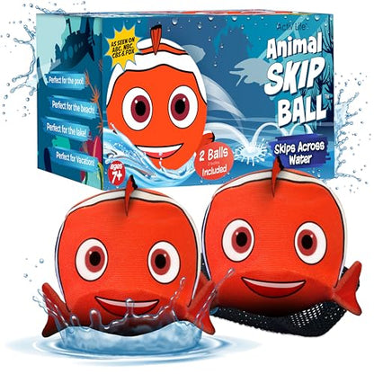 Activ Life The Ultimate Water Skip Balls, Water Bouncing Ball for Swimming Pool, Beach Toys for Friends, Family, Kids and Adults - style: Clown Fish