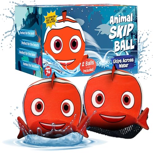 Activ Life The Ultimate Water Skip Balls, Water Bouncing Ball for Swimming Pool, Beach Toys for Friends, Family, Kids and Adults - style: Clown Fish