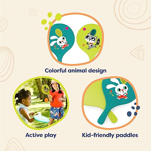 B. toys – Bounce & Play Paddle Set – Sports & Outdoor – Paddle Ball Game – 2 Colorful Paddles & 1 Ball – Active Play for Kids, Toddlers – 3+ Years