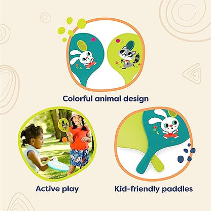 B. toys – Bounce & Play Paddle Set – Sports & Outdoor – Paddle Ball Game – 2 Colorful Paddles & 1 Ball – Active Play for Kids, Toddlers – 3+ Years