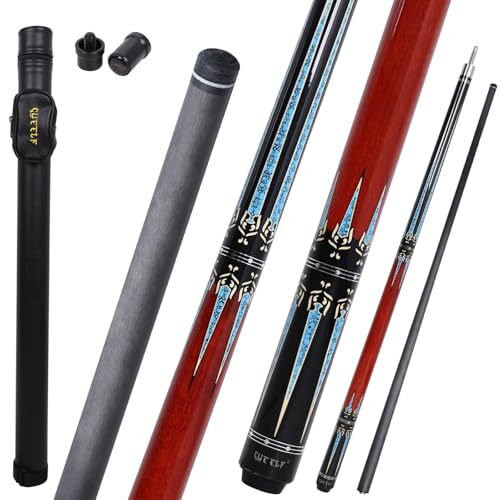 CUEELF Carbon Fiber Pool Cue 2 Pieces Cue Stick with 12.5mm Tip Professional Low Deflection Billiard Pool Sticks with 3/8 * 8 Pin Joint - color: Blue+Red