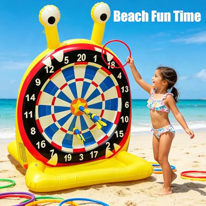 Inflatable Monster Dart Board Pool Games, Pool Floats Water Game for Beach Yard, 2-in-1 Pool Toys with Throwing & Ring-toss Games, Summer Water Toys for Kids, Teens & Adults - size: 33.5"