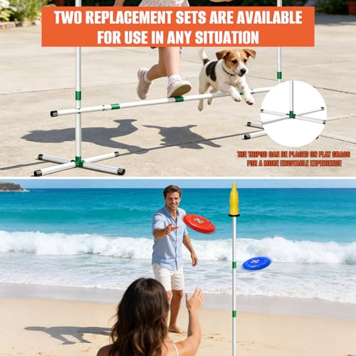 Kovshuiwe Flying Disc Game Set, Bottle Smash Disc Toss Game- Indoor & Outdoor Team Game, Disc Toss Outdoor Games Height Adjustable Bottle Drop Set-Play at The Beach, Lawn, Backyard, Park, Tailgating