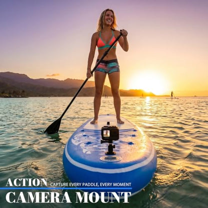 FEATH-R-LITE Inflatable Paddle Board Stand Up Paddleboards for Adults SUP with Premium Accessories Pump, Adjustable Paddle, Leash, Three Fins, Backpack - style: Dark Blue