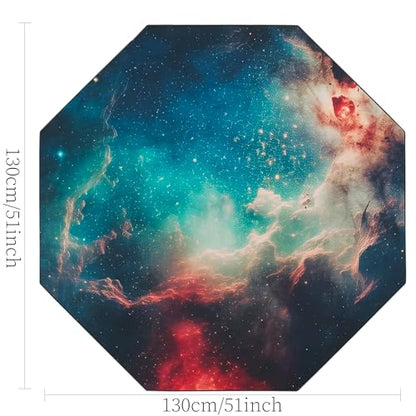 USTIDE Large Gaming Chair Mat Vibrant Galaxy Carpet Nonslip Rubber Desk Chair Mat Office Gaming Floor Mat for Kids Teens Adults 51"x51" - color: Green/Red