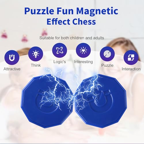 Magnetic Chess Game with 24 Travel-Stones, Magnet Chess 3 String & Portable Storage Bag, for Family & Party & Travel & Camping, Exciting Magnetic Game for Family Game Night - size: 24 Magnet