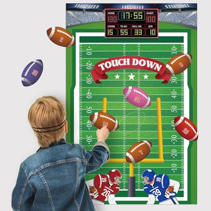 Hooqict Pin The Football on The Goalpost Football Party Games for Kids Game Day Boys Sports Theme Birthday Party Decorations, Large Poster with 36 Rugby Stickers - style: Football
