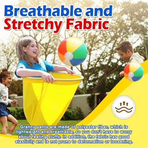 Granny Pants Yard Game, Giant Outdoor Tossing Game with Metal Ring & 8 Bouncy Balls + Air Pump, Easter Spring Funny Party Game for Family Backyard Team Building Field Day Adult Reunion(Yellow)