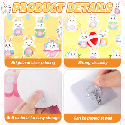 2 Pcs Dart Board with 12 Sticky Balls Theme Party Decorations Felt Cloth Toss Game for Family Games Birthday Party Outdoor Indoor Supplies(16.5 x 23.6 inches) - style: Bunny