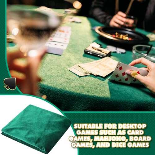 SmoothNovelty 49" Green Velvet Poker Table Cover for Mahjong, Card Games, Noise Reducing, Slip Prevention, Smooth Fabric Round Table Tablecloth for Board and Dice Games