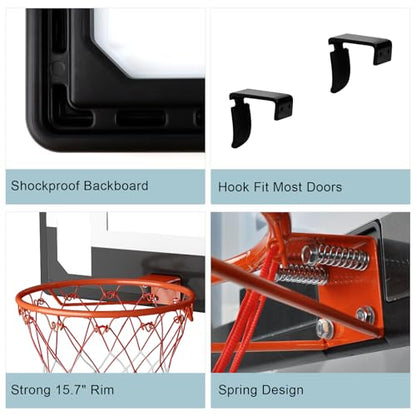 Cyfie 32" x 23" Over-The-Door Basketball Hoop Backboard, Basketball Hoops for Home/Office, Indoor Basketball Game for Kids Adults