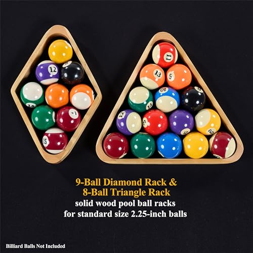 Barrington Billiards 2-Piece Rack Set for Standard 2-1/4 Inch Pool Balls, Triangle 15-Ball, and Diamond 9-Ball, Solid Two-Tone Wood Billiard Accessories