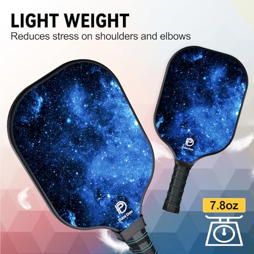Dulce DOM Pickleball Paddles Set of 2/4 - USAPA Approved, 4 Indoor Outdoor Pickleball Balls, Fiberglass Surface Paddle Racket with Cover Bag, Ideal Training Equipment Gift for Men & Women - color: Blue*2