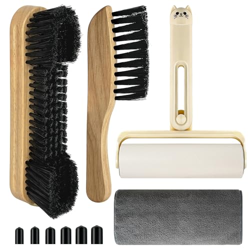 Pool Table Brush Accessories 10 Set，Billiards Pool Table Brush Cleaning Kit with 2 Wooden Brushes, Pool Cue Stick Cleaning Cloth, Billiards Cue Head Protective Sheath, Sticky Lint Roller